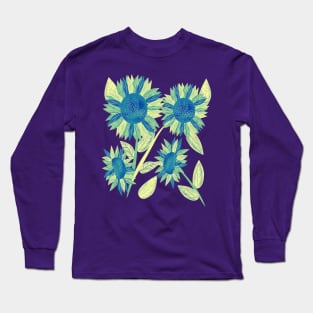 Sunflowers (Cyan) Long Sleeve T-Shirt